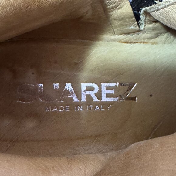 Vintage Suarez Italy Womens Olive Green Suede Knee High Lace Up Boots Side Zip 8 - Picture 6 of 12